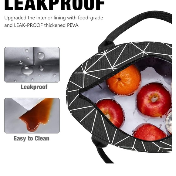 Chic Black Geometric Tote Bag - Picture 3 of 13